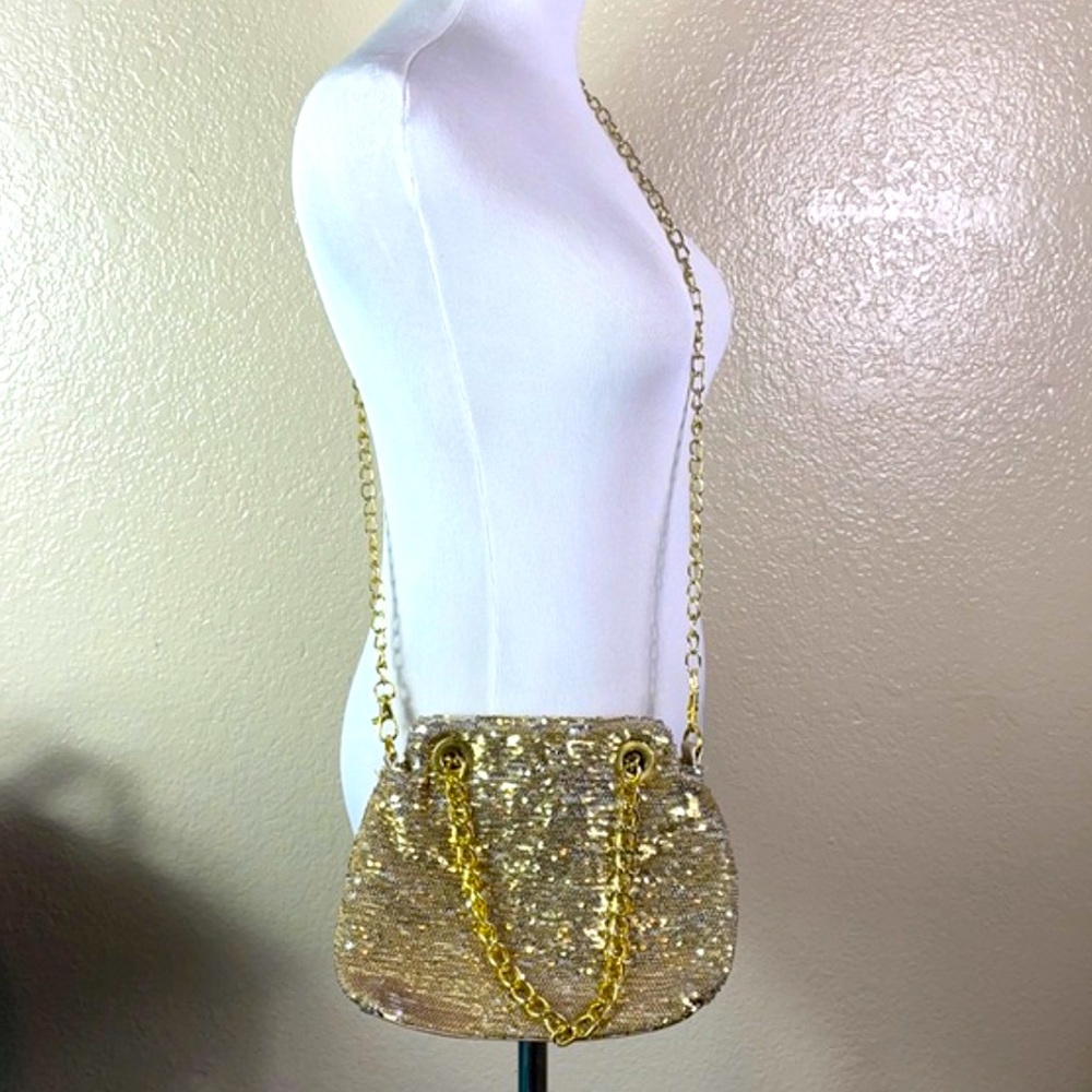Vintage Gold/Silver Sequin Bag with Removable Cross Body Strap